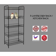 2M-7776 5 Layers Plate Rack / 5 Tingkat Rak Pinggan - Black Or Blue/Orange (Random Colour)