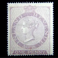 1888年大英帝國財政部英女皇維多利亞像1便士大印花稅票(未使用, 海錨水印)