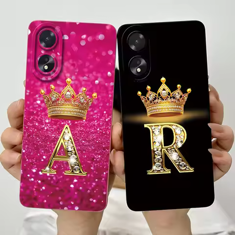 For OPPO A18 A38 A58 A78 4G Phone Case Crown Letter Silicone Soft Back Cover Bumper Shell Funda For 