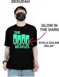 Distro Binigue TSHIRT Kaos Premium BEATLES Glow In The Dark Sablon Nyala Dalam Gelap Bahan kaos Katu