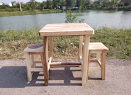 Me888 - ชุดโต๊ะอาหาร (มีแบบยกชุด-แยกชุด) โต๊ะราคาถูก โต๊ะ60×60ซม. มีแบบสีไม้สัก/งานดิบไม่ทำสี/งานลง