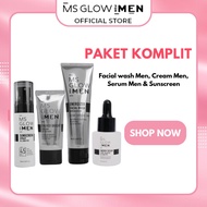 Ms Glow For Men Paket Wajah Facial Wash / Cream / Serum / Suncreen / Maskulin