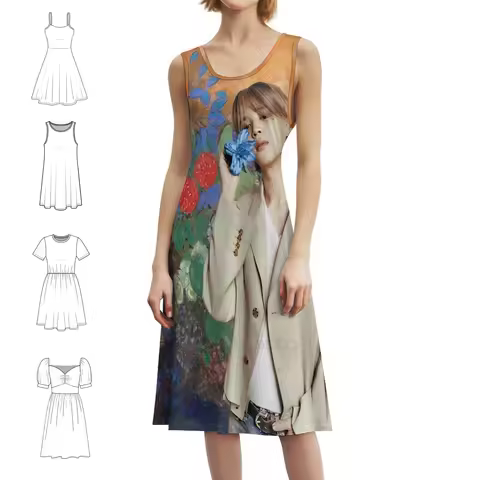 Jimin Among The Flowers Sweetheart Neckline Dress Elegant Summer Party Dress For Women Jimin Park Ji