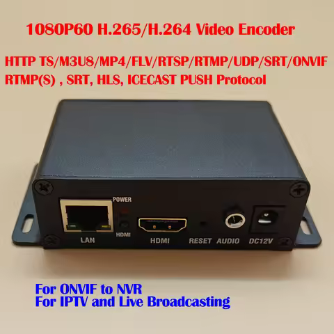 H.265/H.264 video Encoder HDMI to IP For RTMP/RTSP/HTTP TS/M3U8/MP4/UDP/SRT/ONVIF Live Streaming