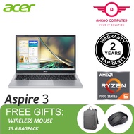 Acer Aspire 3 A315-24P-R6GK 15.6'' FHD Laptop Pure Silver ( Ryzen 5 7520U, 8GB, 512GB SSD, ATI, W11,