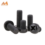 M2 M2.5 M3 M4 Nylon Round Head Cross Recessed Machine Screw Plastic Phillips Head Metric Bolts Black Length 4mm-40mm