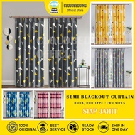 Ready Stock Modern Hook Type Semi Blackout Curtain Langsir / Door Curtain / Langsir Pintu / Tirai Ti
