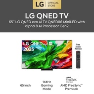65 inch LG QNED evo AI TV QNED86 MiniLED 144Hz Gaming Mode* Dolby Vision & HDR10 4K UHD (2025)