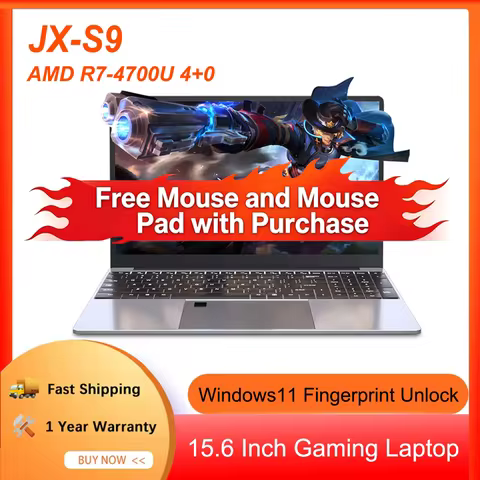 JX-S9 15.6'' Gaming Notebook AMD R7 4700U Win 11 Laptop 32GB DDR4 2TB SSD Fingerprint Security Unloc