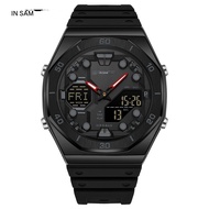 SANDA dual display watch youth octagonal sports waterproof multi-alarm watch daylight saving time ru