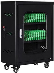 Cellphone Charging Station w/Wheels &amp; Combination Lock, 30 Slots Portable Charging Mobile Phone Cabinet, Rechargeable Phones Locker Secure Phone Cabinet