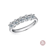 1 chiếc nhẫn bạc Sterling 925 Moissanite tròn 4mm dành cho nữ, món quà trang'sức đơn giản và thời tr