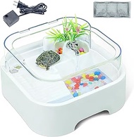 Wedoelsim Complete Terrarium Turtle Tank Kit for Baby Turtles - Includes Basking Platform, Rain Shower, Filter, and Water Pump - Suitable for Small Tank Setup, a Present for Children