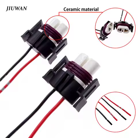 2 Pcs H8 H9 H11 Ceramic Female Socket Wiring Harness Adapter Wire Connector For Car Headlight Cable