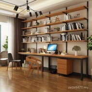 Solid Wood Combination Integrated Household Double Bookshelf Computer Desk Bookcase Desk loft Study 