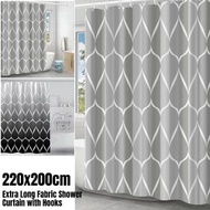 [灰色]220x200cm簡約防水浴簾 加厚滌綸浴簾布 浴室窗簾 [平行進口]