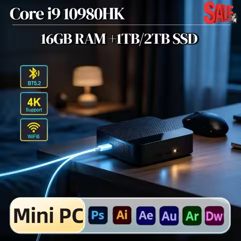 Intel i9 10980HK Mini Desktop Computer 16GB DDR4 512GB NVMe SSD Triple 4K WiFi6 BT5.2 Silent Cooling