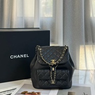 CHANEL Duma牛皮後背包 - 大號黑金