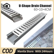 U-Shape Drain Channel Removable Grate CoverOutdoor Channel Drainage System For Yard & Landscape