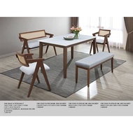 Rattan Design 1+4 Dining Set / Rattan Design / Bench Chair/Sintered Stone