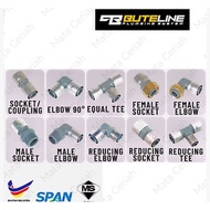BUTELINE PB Fittings 18mm Straight Inline Coupling Socket Equal Elbow Equal Tee Pipe End Plug