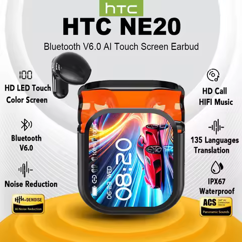 HTC NE20 Original Bluetooth Earphone In Ear AI Translate Earbud Wireless LED Multi-function Touchscr