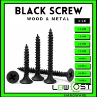 BLACK SCREW for wood and metal - Self tapping screw 100pcs M3.5x16mm -M3.5x70mm LOWCOST HARDWARE