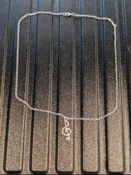 pink sparkling crystal treble clef necklace 粉紅色閃閃發光嘅水晶 包郵 includes HK post or SF locker 音樂音符高音譜號圖案頸鏈