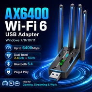 【Ultra-Fast】6400Mbps Wifi dongle for pc Dual Band Wifi 6 Adapter Usb Network Card Driver Free