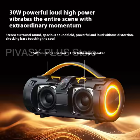 5.3 Bluetooth Portable Speaker 35W Bass Louspeaker 3600mAh IPX5 Battery Sound Box 8H Playtime RGB Fo