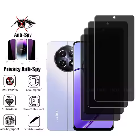 4Pcs For Realme 12 5G Glass OPPO Realme 12 5G Screen Protector Protective Anti-Glare Privacy Anti-Sp