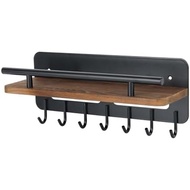 Tstarer Metal Key Holder with Wood Shelf, Decorative Key and Mail Holder with 7 Sturdy Hooks (12”W x