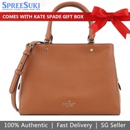 Kate Spade Handbag In Gift Box Crossbody Bag Satchel Lelia Medium Pebbled Leather Warm Gingerbread Brown # WKR00335