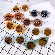Retro Sunnies Glasses Baby Glasses UV Protection Round Glasses for Children Earth Tone Series