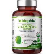 biophix Organik Vitamin D-3 Kompleks 10000 IU 180 Vcaps dengan Kunyit - Berpotensi Tinggi Menyokong 