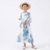 Mylilangelz ML086 Kids Modern Jubah Floral Prints Iris Enchanted Dress