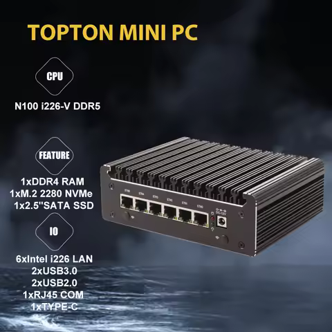Firewall Mini PC Pentium 8505 i3 1125G4 Intel N100 2.5G Soft Router 6x i226-V LAN 1*COM Industrial F
