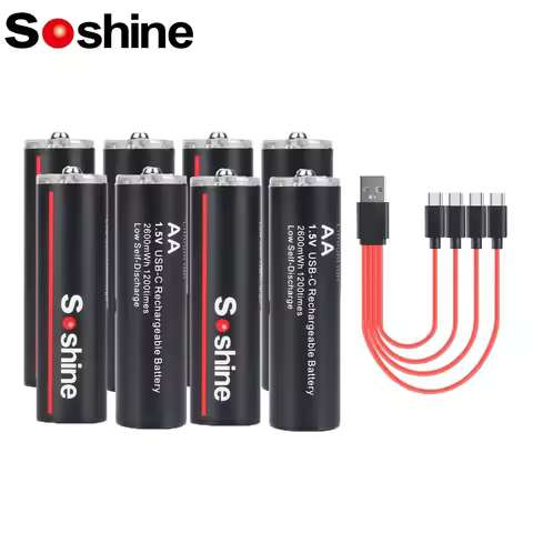 Soshine Original 2600mWh AA Rechargeable Batteries 2A 1.5V USB Lithium Battery Low Self-discharge120