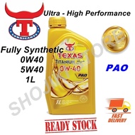 TEXAS Titanium Fully Synthetic PAO 0W40 / 5W40 1L Ultra - High Performance Engine Oil 1L (Gold)