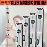 MAGNETIC SILVER ALUMINUM LEVEL BAR WITH SPIRIT LEVEL RULER (30CM - 40CM - 50CM - 60 CM）