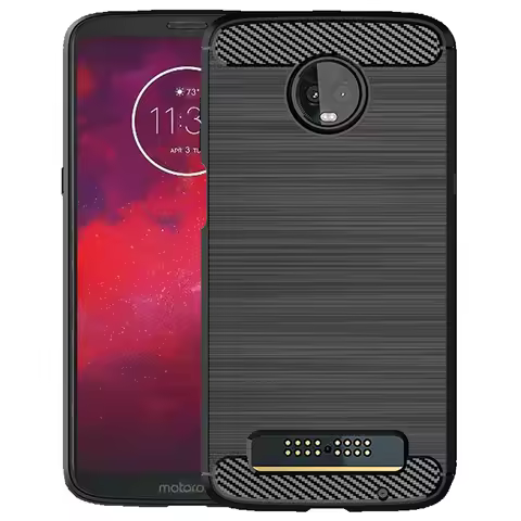 Shockproof Solid Color Case For Moto Play Moto Z3 Soft Cabon Fiber Phone Cover For Motorola Z3 Force
