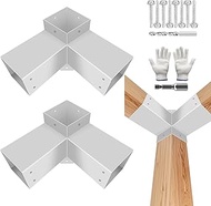 3-Way Pergola Bracket Kit,DIY Right Angle Corner Woodwork Brackets for 4"x4" (Actual:3.5"x3.5") Lumb
