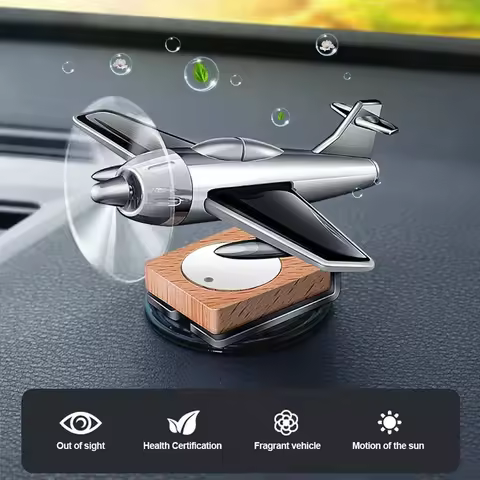 Car Essential Oil Diffuser Solar Airplane Car Diffuser Wooden Base Fragrance Aromatherapy Diffuser O