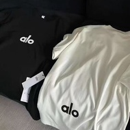 ALO'v  Letter Printed American Loose Short Sleeved T-shirt Top for Men and Women