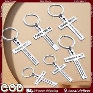 Stainless Steel Cross Keychain Bible Verse Keychain Scripture Keyring Cross Keychain Isaiah Verse