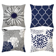 Blue pillow cover 70x70.60x60.50x50.45x45.40x40.Square cotton pillow cover.Home sofa cushion cover.
