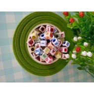 Block letter beads, box letter beads, monte letters, alphabet beads