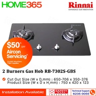 Rinnai 2 Burners Gas Hob RB-7302S-GBS - FREE INSTALLATION