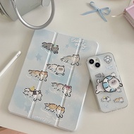 Casing Hard Acrylic Swimming Cat Pattern Case Compatible with IPad Mini6 IPad5 6 7 8 9 10 Air3 Air4 Air5 10.9" Pro10.5 IPad10.2" Pro11 Pro12.9 2018 2020 2021 Leahter Pencil Slot