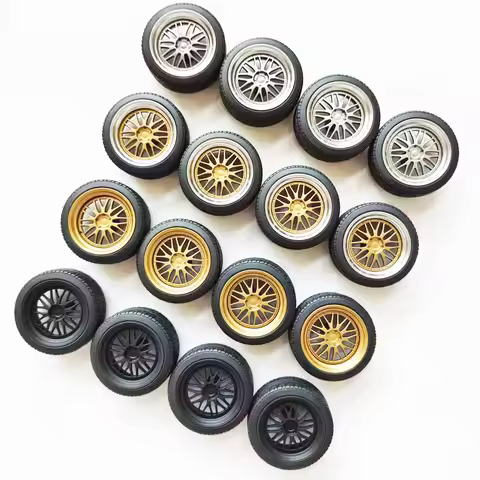 4pcs 1/18 Wheels 36mm Diameter BBS Model Car Rims W Rubber Tires Modify Spare Parts for Models